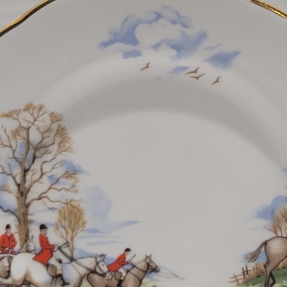 Equestrian bone china 6 1/2 " Duchess England desert plates Fox Hunt Horses - Picture 3 of 10
